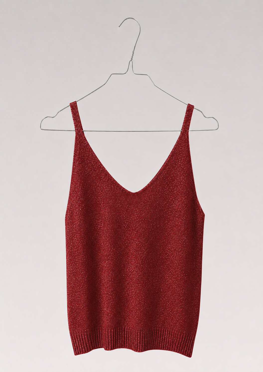 TOP À PAILLETTES ROUGE FONCÉ
