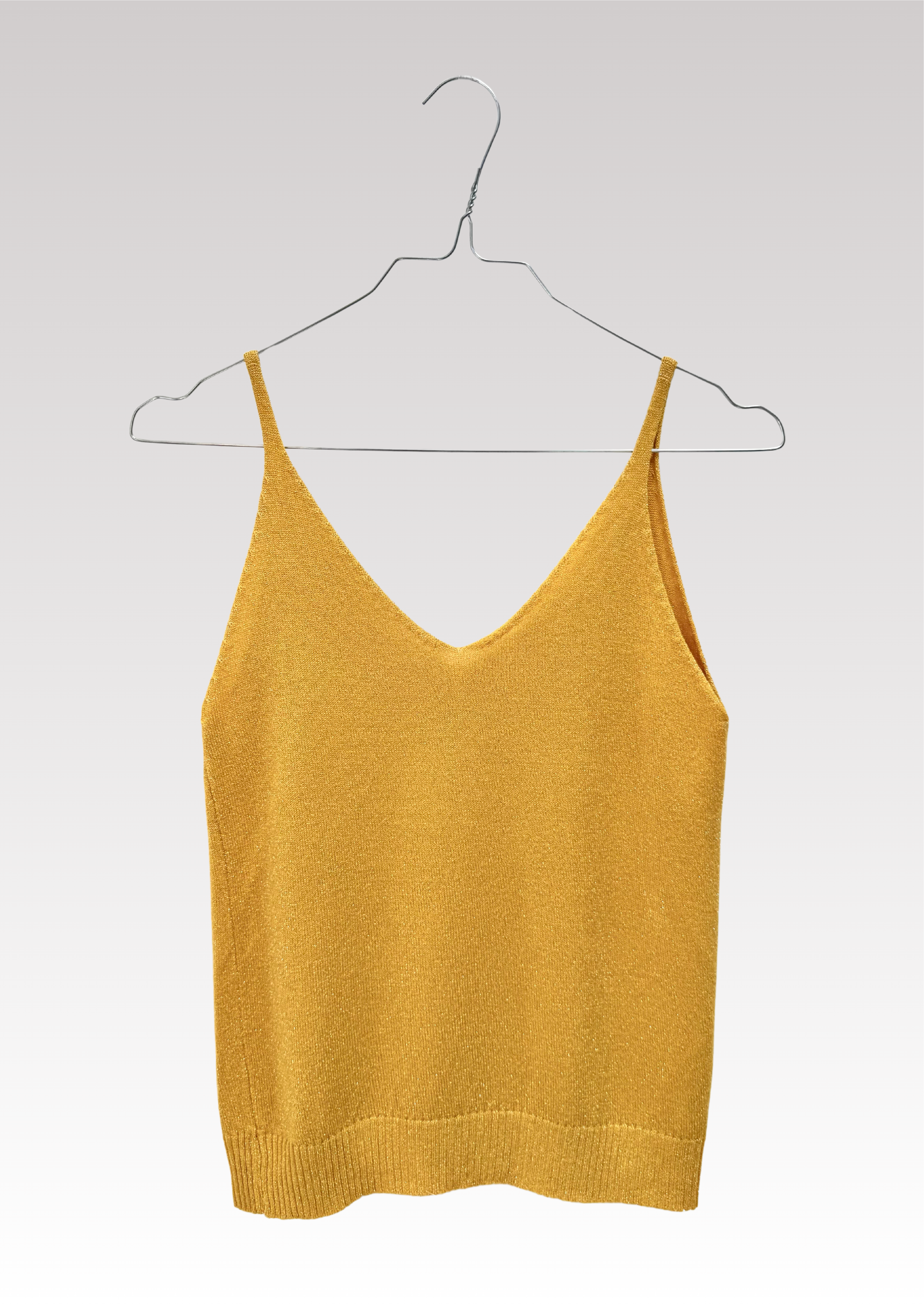 TOP À PAILLETTES JAUNE MOUTARDE